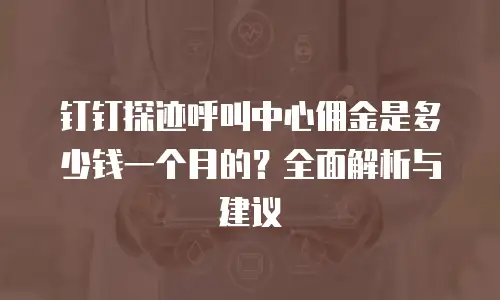 钉钉探迹呼叫中心佣金是多少钱一个月的？全面解析与建议