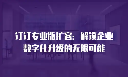 钉钉专业版扩容：解锁企业数字化升级的无限可能