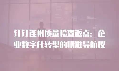 钉钉连帆质量检查返点：企业数字化转型的精准导航仪