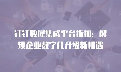 钉钉数犀集成平台折扣：解锁企业数字化升级新机遇