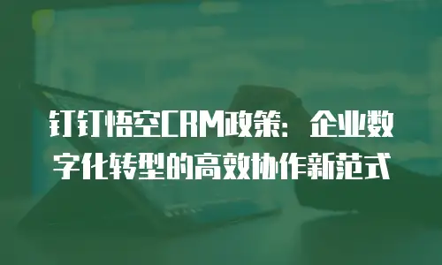 钉钉悟空CRM政策：企业数字化转型的高效协作新范式