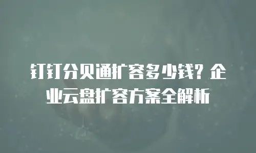 钉钉分贝通扩容多少钱？企业云盘扩容方案全解析