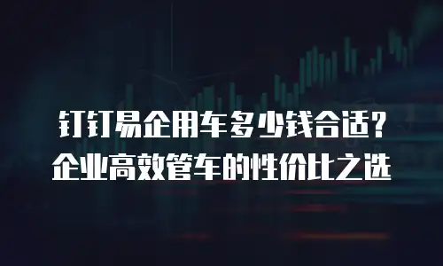 钉钉易企用车多少钱合适？企业高效管车的性价比之选