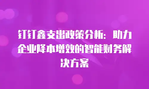 钉钉鑫支出政策分析：助力企业降本增效的智能财务解决方案