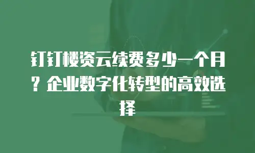 钉钉楼资云续费多少一个月？企业数字化转型的高效选择
