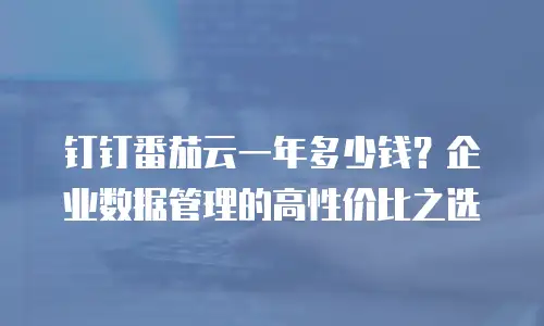 钉钉番茄云一年多少钱？企业数据管理的高性价比之选