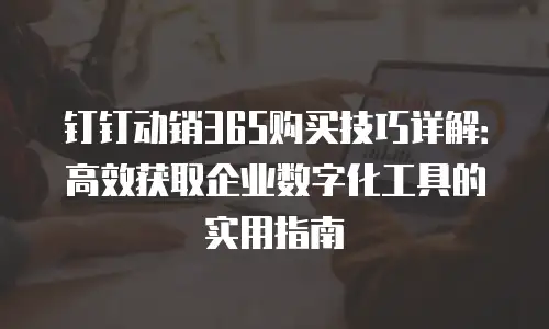 钉钉动销365购买技巧详解：高效获取企业数字化工具的实用指南