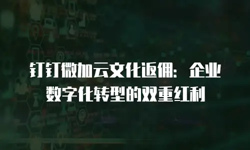 钉钉微加云文化返佣：企业数字化转型的双重红利