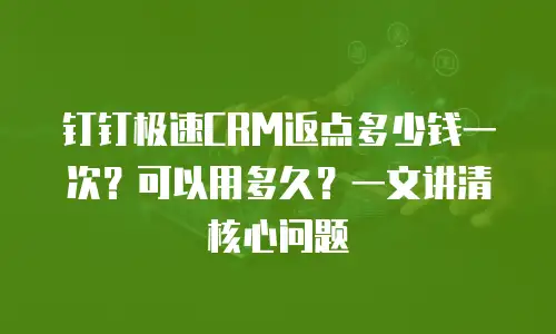 钉钉极速CRM返点多少钱一次？可以用多久？一文讲清核心问题