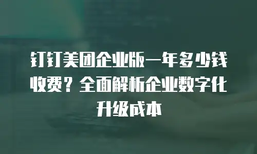 钉钉美团企业版一年多少钱收费？全面解析企业数字化升级成本