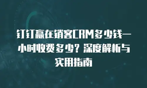 钉钉赢在销客CRM多少钱一小时收费多少？深度解析与实用指南