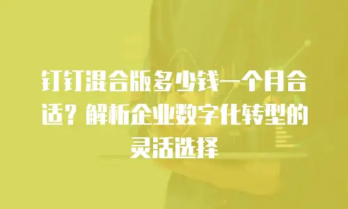 钉钉混合版多少钱一个月合适？解析企业数字化转型的灵活选择