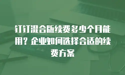 钉钉混合版续费多少个月能用？企业如何选择合适的续费方案