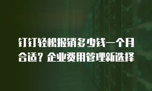 钉钉轻松报销多少钱一个月合适？企业费用管理新选择