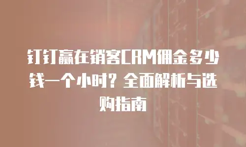 钉钉赢在销客CRM佣金多少钱一个小时？全面解析与选购指南
