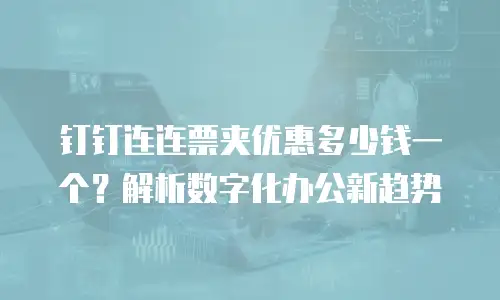 钉钉连连票夹优惠多少钱一个？解析数字化办公新趋势