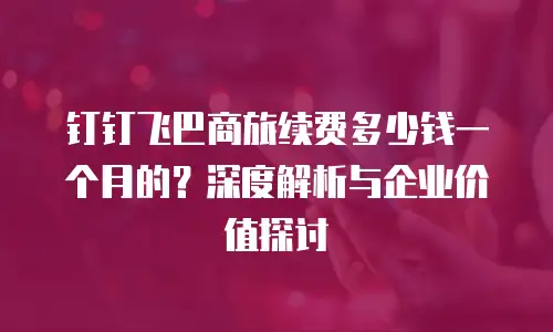 钉钉飞巴商旅续费多少钱一个月的？深度解析与企业价值探讨
