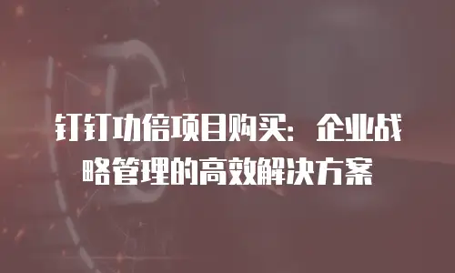 钉钉功倍项目购买：企业战略管理的高效解决方案