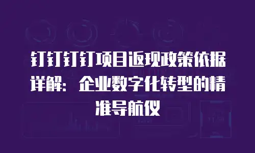 钉钉钉钉项目返现政策依据详解：企业数字化转型的精准导航仪