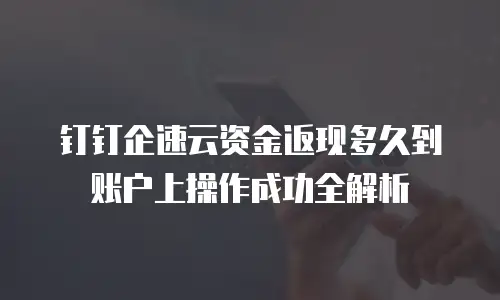 钉钉企速云资金返现多久到账户上操作成功全解析