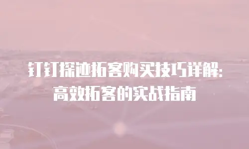 钉钉探迹拓客购买技巧详解：高效拓客的实战指南
