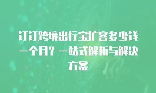 钉钉跨境出行宝扩容多少钱一个月？一站式解析与解决方案