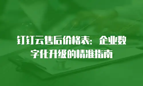 钉钉云售后价格表：企业数字化升级的精准指南