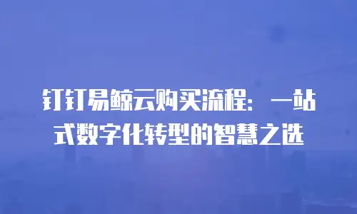 钉钉易鲸云购买流程：一站式数字化转型的智慧之选