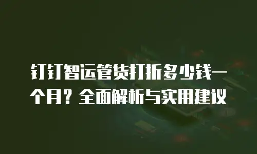 钉钉智运管货打折多少钱一个月？全面解析与实用建议