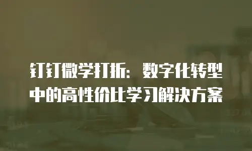 钉钉微学打折：数字化转型中的高性价比学习解决方案