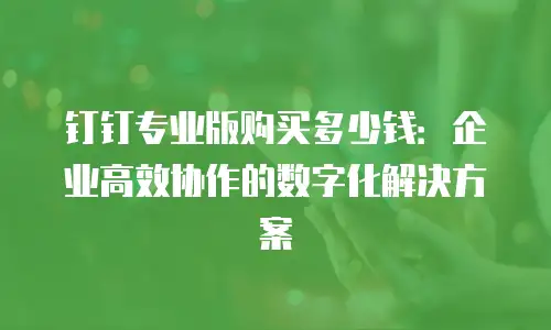 钉钉专业版购买多少钱：企业高效协作的数字化解决方案
