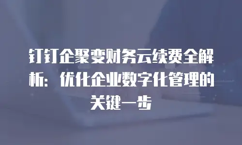 钉钉企聚变财务云续费全解析：优化企业数字化管理的关键一步