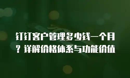 钉钉客户管理多少钱一个月？详解价格体系与功能价值