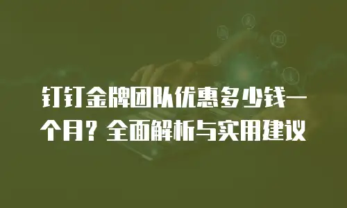 钉钉金牌团队优惠多少钱一个月？全面解析与实用建议