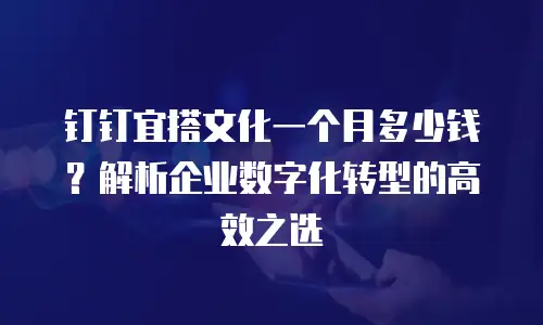 钉钉宜搭文化一个月多少钱？解析企业数字化转型的高效之选