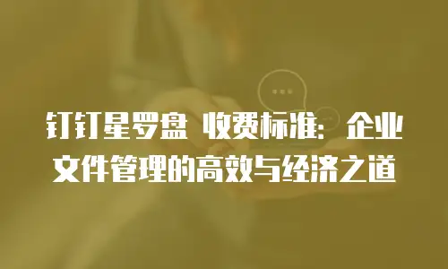 钉钉星罗盘 收费标准：企业文件管理的高效与经济之道