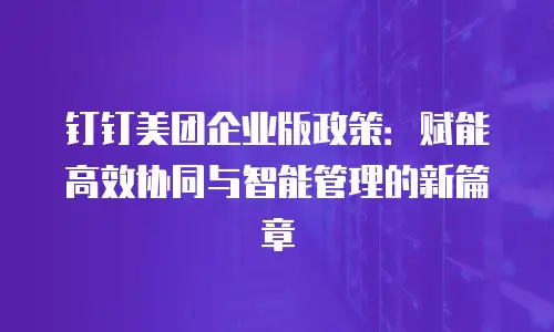 钉钉美团企业版政策：赋能高效协同与智能管理的新篇章
