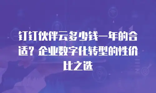 钉钉伙伴云多少钱一年的合适？企业数字化转型的性价比之选