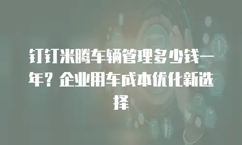 钉钉米腾车辆管理多少钱一年？企业用车成本优化新选择