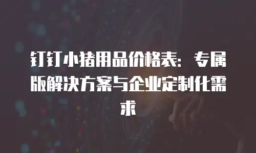 钉钉小猪用品价格表：专属版解决方案与企业定制化需求