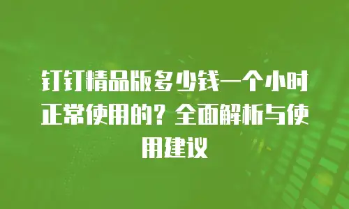 钉钉精品版多少钱一个小时正常使用的？全面解析与使用建议
