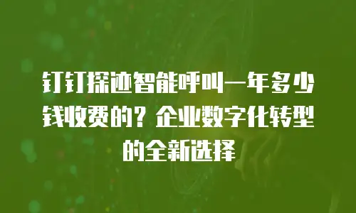 钉钉探迹智能呼叫一年多少钱收费的？企业数字化转型的全新选择