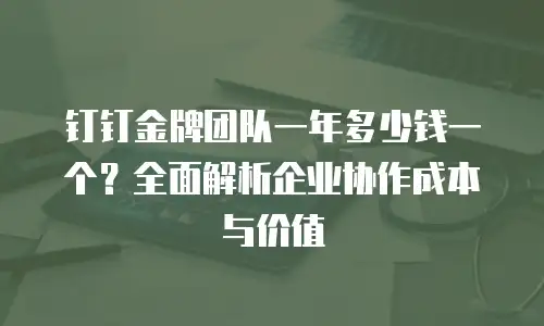 钉钉金牌团队一年多少钱一个？全面解析企业协作成本与价值