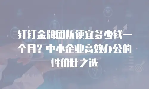 钉钉金牌团队便宜多少钱一个月？中小企业高效办公的性价比之选