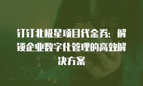 钉钉北极星项目代金券：解锁企业数字化管理的高效解决方案