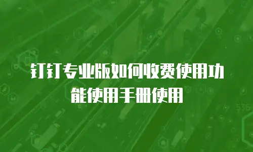 钉钉专业版如何收费使用功能使用手册使用