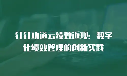钉钉功道云绩效返现：数字化绩效管理的创新实践