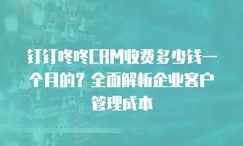 钉钉咚咚CRM收费多少钱一个月的？全面解析企业客户管理成本