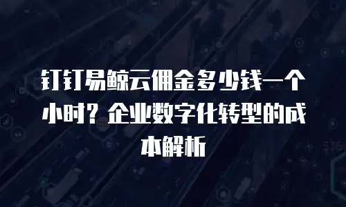 钉钉易鲸云佣金多少钱一个小时？企业数字化转型的成本解析
