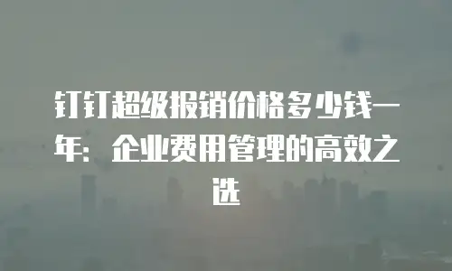 钉钉超级报销价格多少钱一年：企业费用管理的高效之选